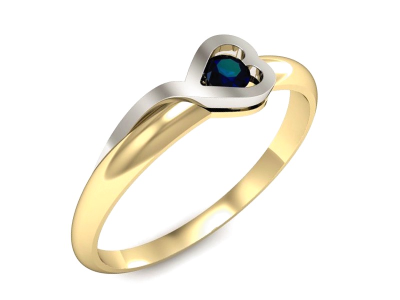 Złoty pierścionek z szafirem białe żółte złoto - p16179zbsz — zdjęcie 4