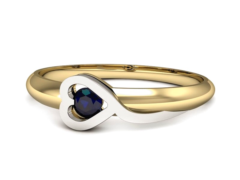 Złoty pierścionek z szafirem białe żółte złoto - p16179zbsz — zdjęcie 5
