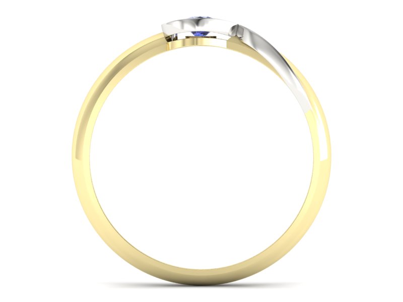 Pierścionek z tanzanitem białe i żółte złoto - p16179zbt — zdjęcie 2
