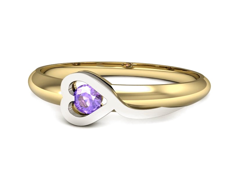 Pierścionek z tanzanitem białe i żółte złoto - p16179zbt — zdjęcie 5