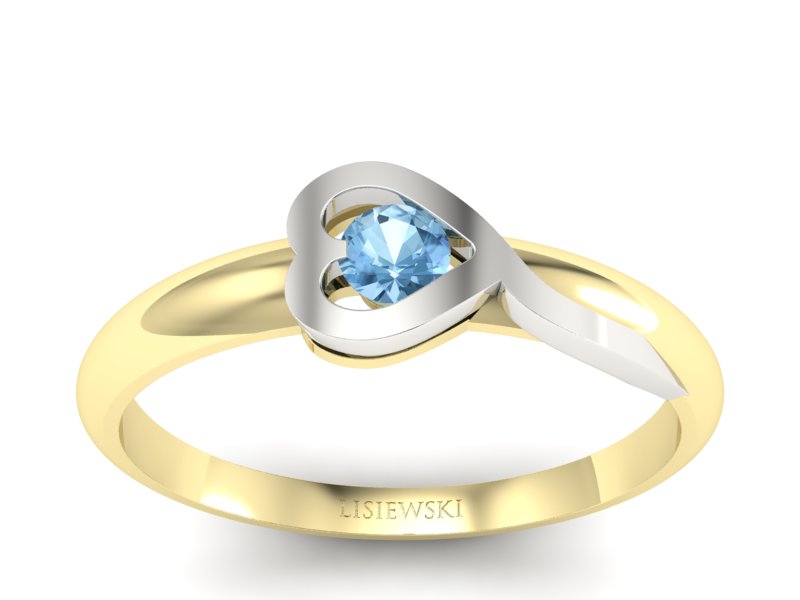 Pierścionek z topazem białe żółte złoto - p16179zbtp