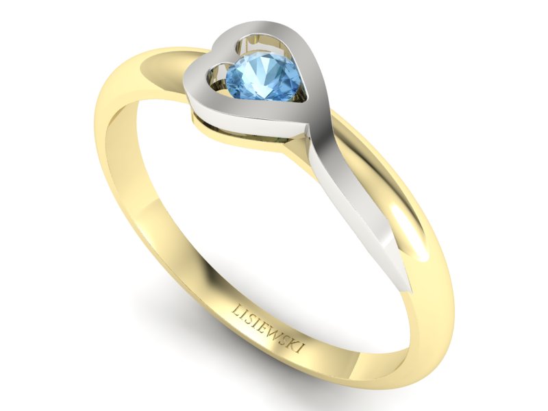 Pierścionek z topazem białe żółte złoto - p16179zbtp — zdjęcie 3