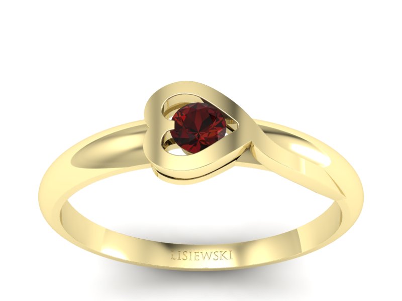 Złoty pierścionek z granatem żółte złoto - p16179zgr
