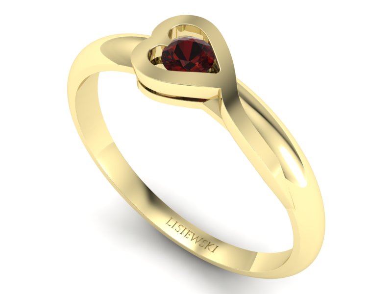 Złoty pierścionek z granatem żółte złoto - p16179zgr — zdjęcie 3