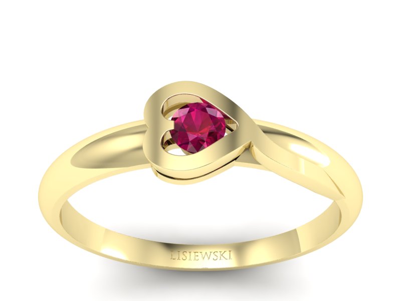Złoty pierścionek z rubinem żółte złoto - p16179zr