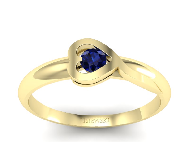 Złoty pierścionek z szafirem żółte złoto - p16179zsz