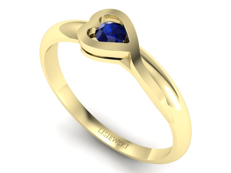 Złoty pierścionek z szafirem żółte złoto - p16179zsz — zdjęcie 3