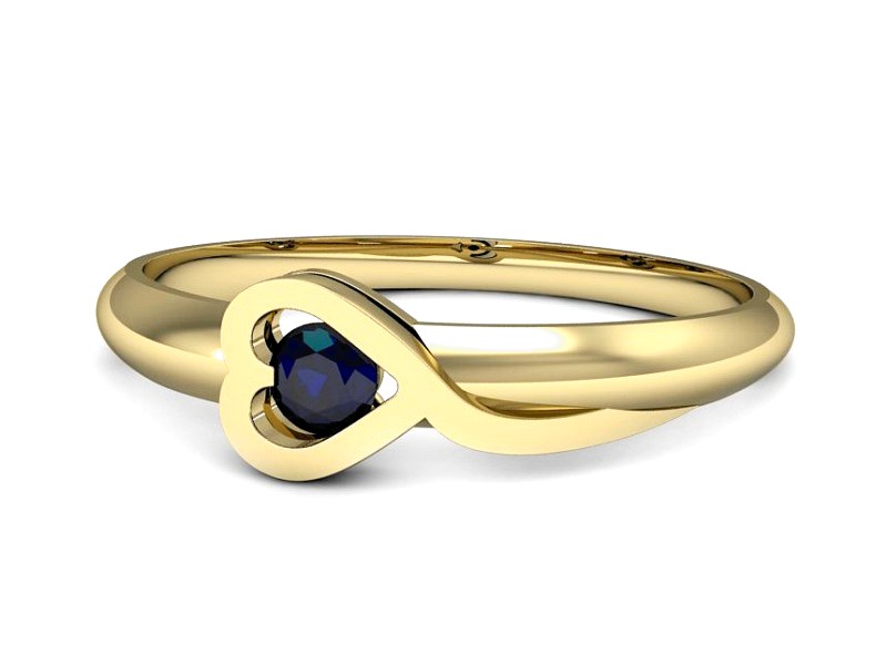 Złoty pierścionek z szafirem żółte złoto - p16179zsz — zdjęcie 5