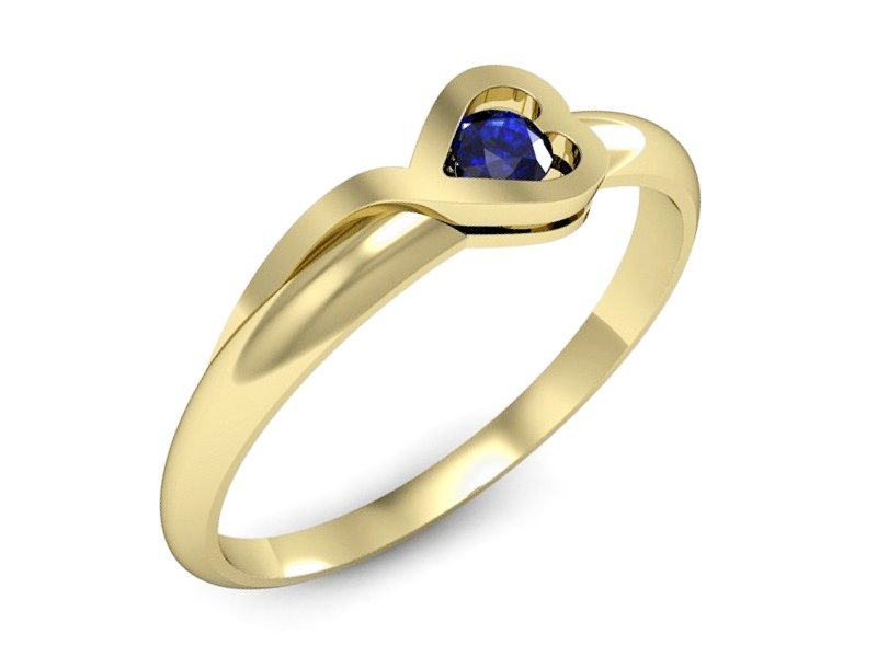 Złoty pierścionek z szafirem żółte złoto szafir - p16179zszc — zdjęcie 4
