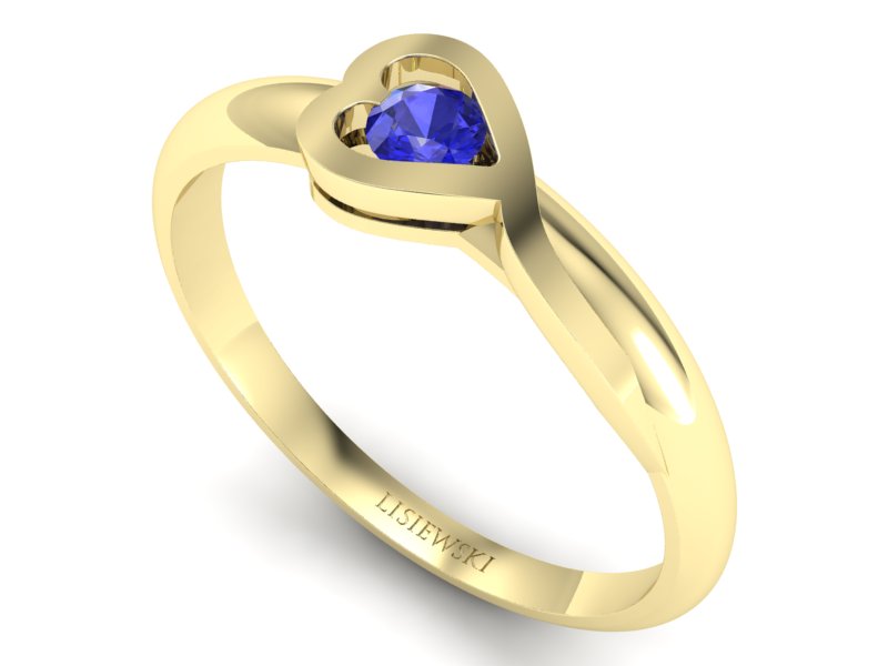 Złoty pierścionek z szafirem żółte złoto szafir - p16179zszc — zdjęcie 3