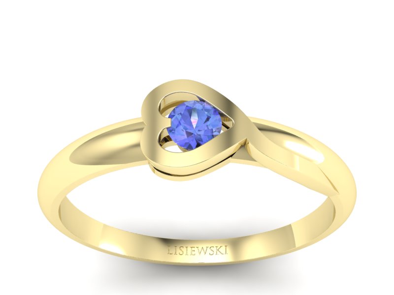 Złoty pierścionek z tanzanitem żółte złoto - p16179zt