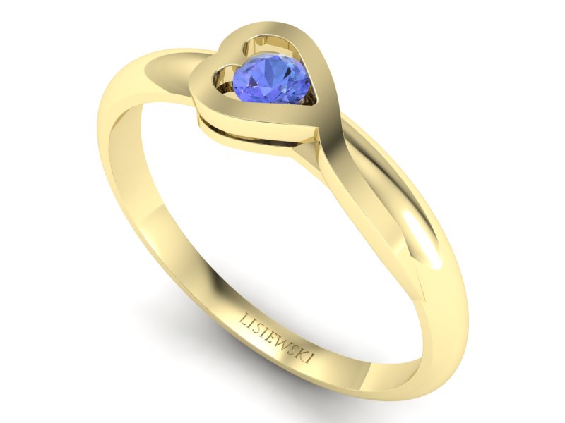 Złoty pierścionek z tanzanitem żółte złoto - p16179zt — zdjęcie 3