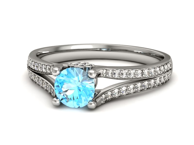 Pierścionek z topazem i brylantami białe złoto - p16180ba — zdjęcie 3