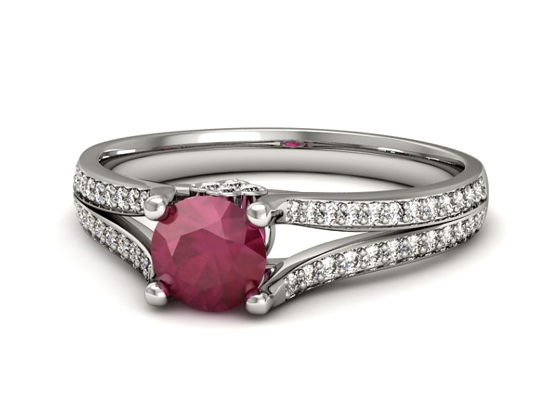 Pierścionek z rubinem i brylantami białe złoto - p16180br — zdjęcie 3