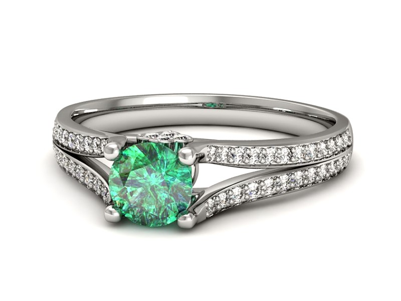 Złoty pierścionek ze szmaragdem i brylantami - p16180bsm — zdjęcie 3