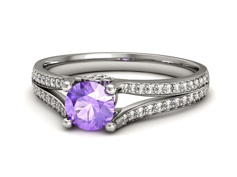 Pierścionek z tanzanitem białe złoto z brylantami - p16180bt — zdjęcie 3