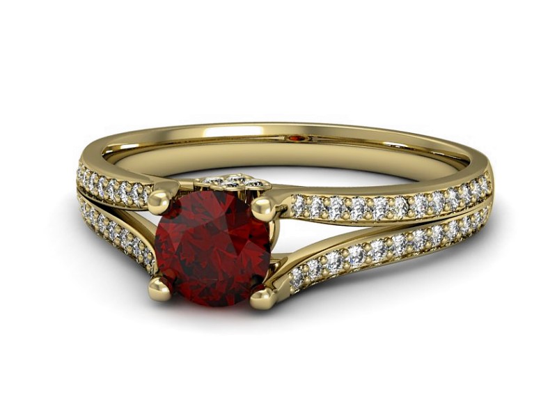 Złoty pierścionek z granatem żółte złoto - p16180zgr — zdjęcie 3