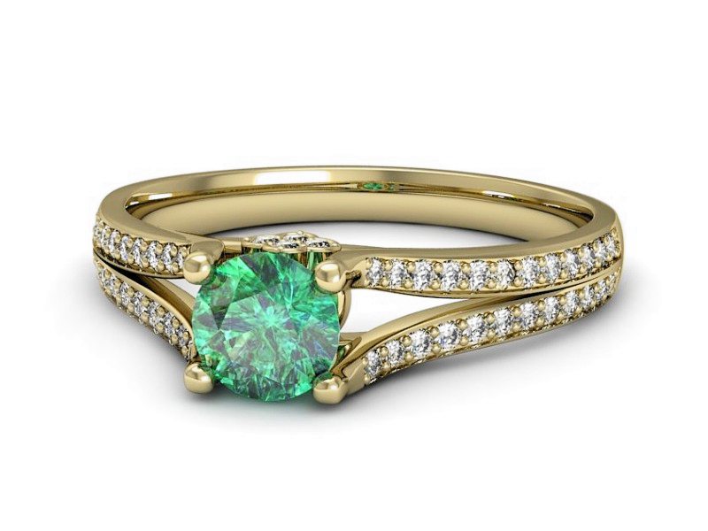 Złoty pierścionek ze szmaragdem z brylantami - p16180zsm — zdjęcie 3