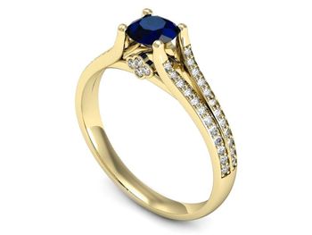 Złoty pierścionek z szafirem i brylantami - p16180zsz - 1