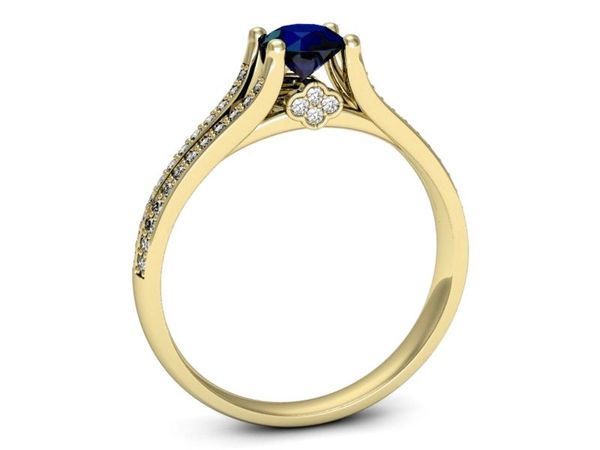 Złoty pierścionek z szafirem i brylantami - p16180zsz