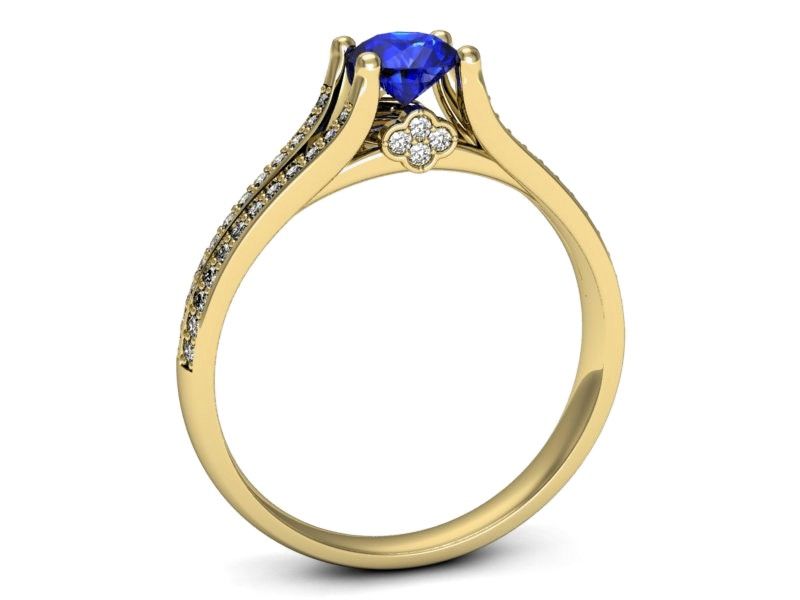 Złoty pierścionek z szafirem i diamentami - p16180zszc - 2