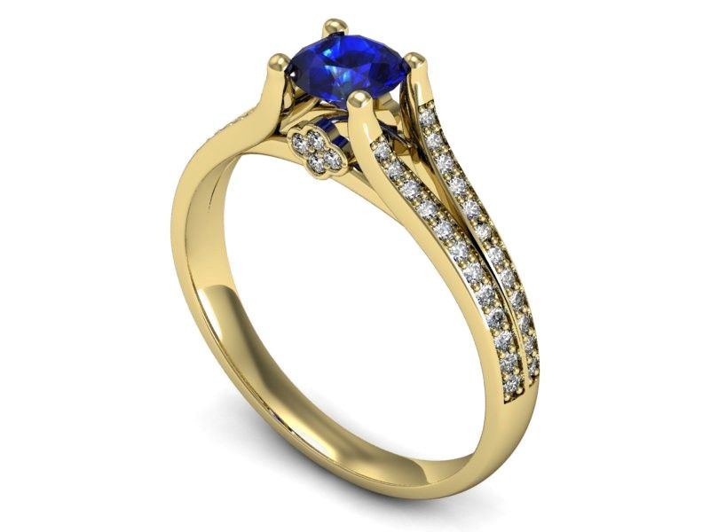 Złoty pierścionek z szafirem i diamentami - p16180zszc - 1