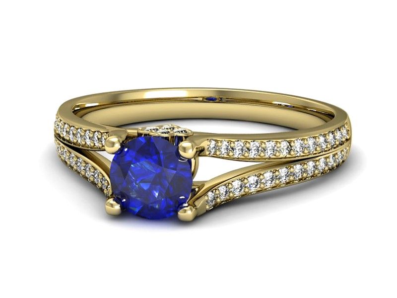 Złoty pierścionek z szafirem i diamentami - p16180zszc - 3