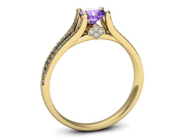 Złoty pierścionek z tanzanitem z brylantami - p16180zt