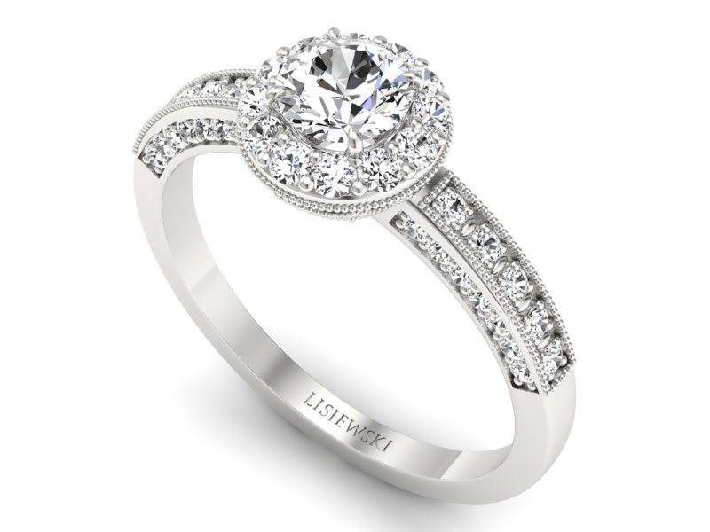 Pierścionek zaręczynowy z brylantami białe złoto - p16181b — zdjęcie 3