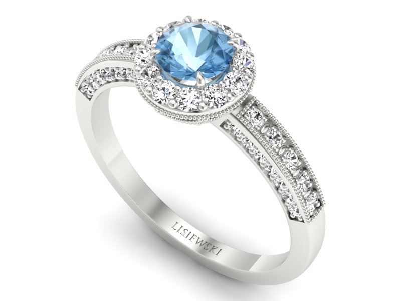 Pierścionek z topazem i brylantami białe złoto - p16181ba — zdjęcie 3