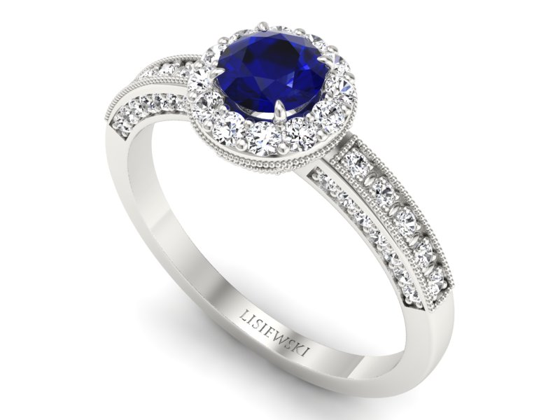 Pierścionek zaręczynowy ze spinelem i brylantami - p16181bsp — zdjęcie 3