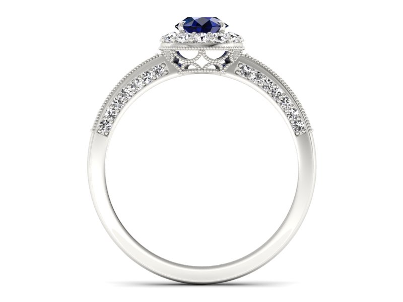 Pierścionek z szafirem i brylantami białe złoto - p16181bsz — zdjęcie 2