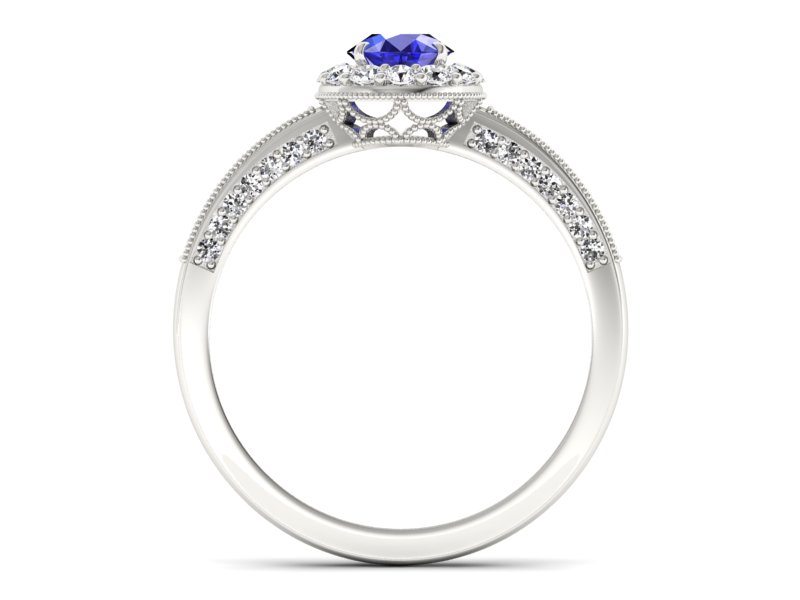 Złoty pierścionek z szafirem i brylantami - p16181bszc — zdjęcie 2