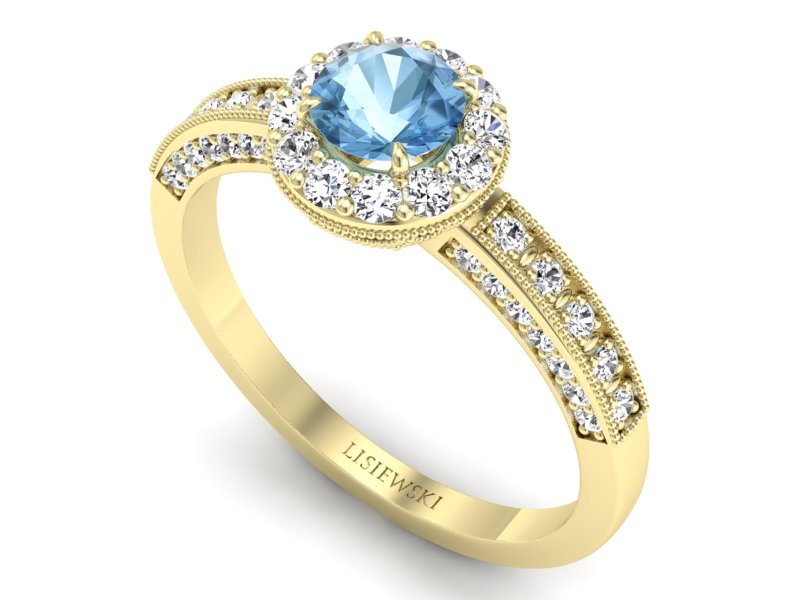 Pierścionek zaręczynowy z topazem i brylantami - p16181za — zdjęcie 3