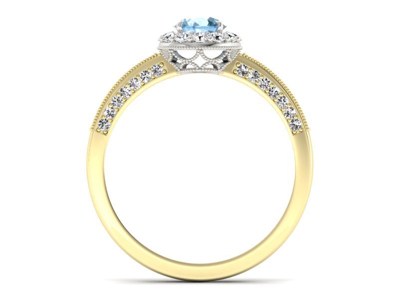 Pierścionek topaz i brylanty białe i żółte złoto - p16181zba — zdjęcie 2