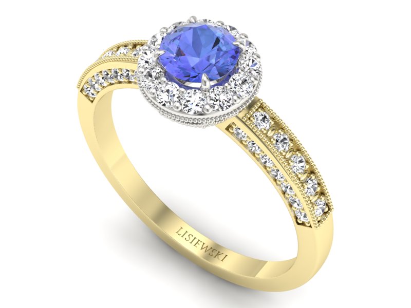 Pierścionek z ametystem i brylantami - p16181zbat — zdjęcie 3