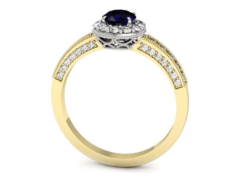 Złoty Pierścionek spinel i brylanty żółte złoto 585 - p16181zbsp - 2
