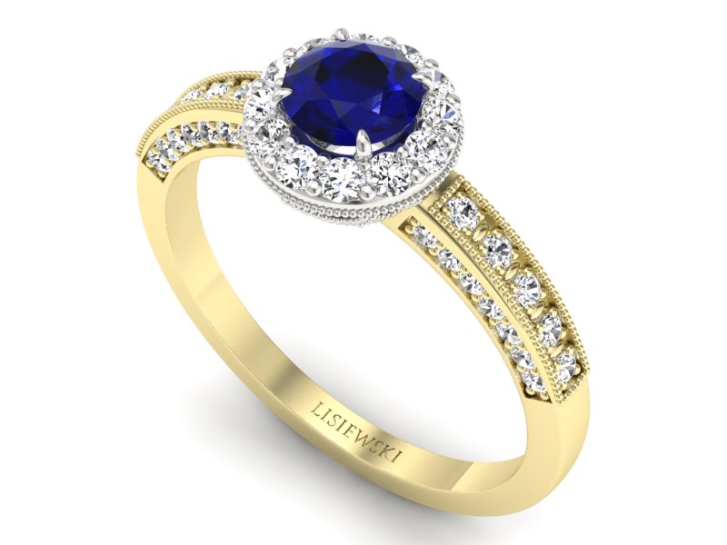 Złoty pierścionek spinel i brylanty żółte złoto - p16181zbsp — zdjęcie 3