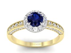 Pierścionek z szafirem i diamentami - p16181zbsz