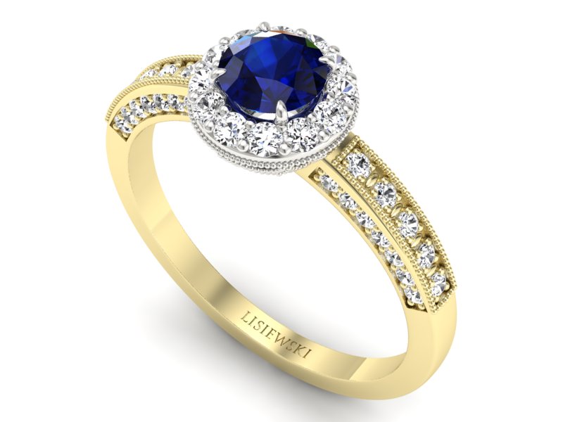 Pierścionek z szafirem i diamentami - p16181zbsz — zdjęcie 3
