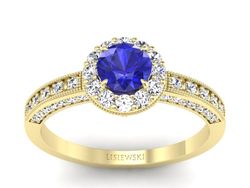 Pierścionek z szafirem i diamentami - p16181zbszc