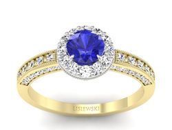 Pierścionek z szafirem i diamentami - p16181zbszc