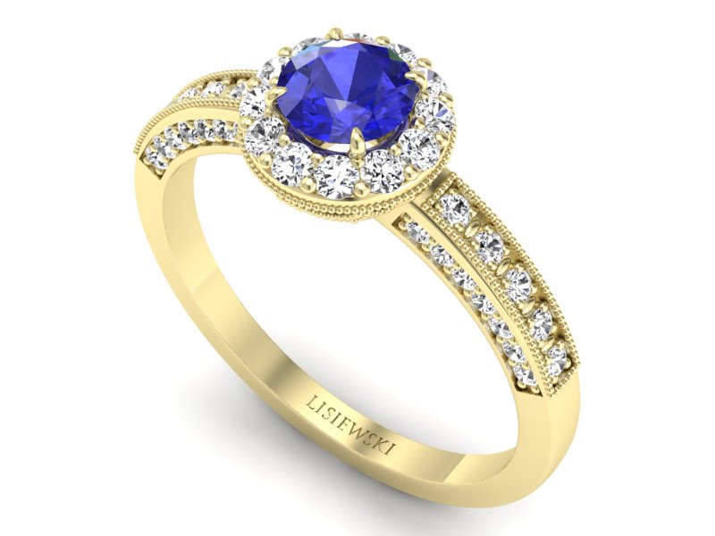 Pierścionek z szafirem i diamentami - p16181zbszc — zdjęcie 3