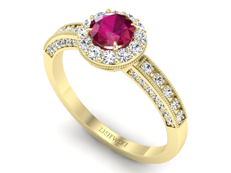 Pierścionek z rubinem i brylantami - p16181zr — zdjęcie 3