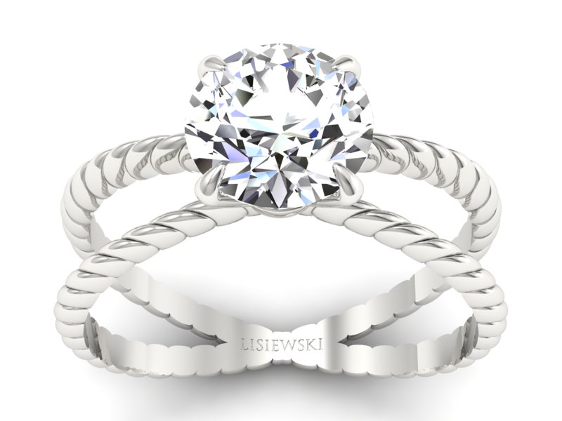 Złoty pierścionek z brylantem białe złoto - p16182b