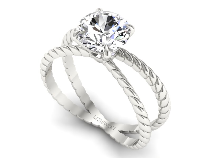 Złoty pierścionek z brylantem białe złoto - p16182b — zdjęcie 3