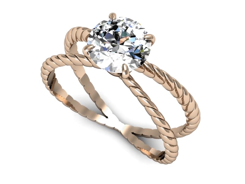 Złoty pierścionek z brylantem różowe złoto - p16182c — zdjęcie 4