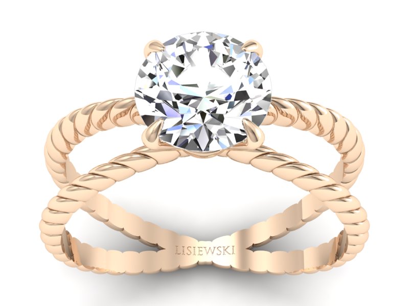 Złoty pierścionek z brylantem różowe złoto - p16182c