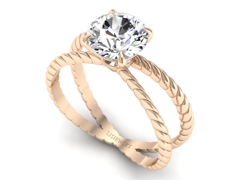 Złoty pierścionek z brylantem różowe złoto - p16182c — zdjęcie 3