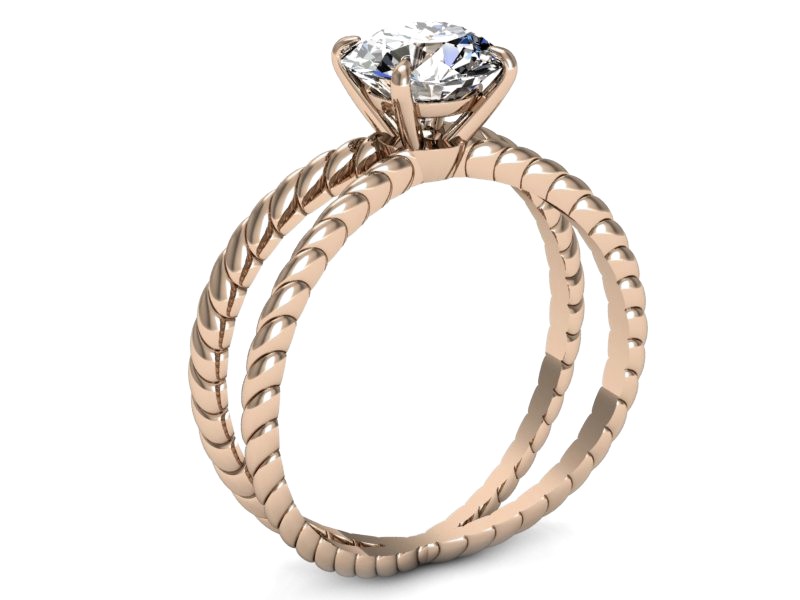 Złoty pierścionek z brylantem różowe złoto - p16182c — zdjęcie 5